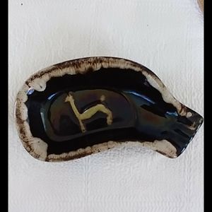 Mid Century Brown Dipped Ashtray